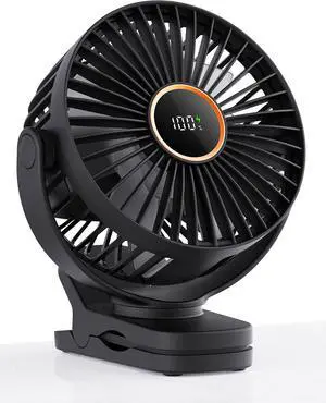 TUNISE Mini Clip on Fan, Battery Operated Desk Fan, Digital display3 Speeds Adjustable, Bidirectional 360 ° Adjustable, Super Strong Wind, Portable Fan for Home Office Stroller Camping Black TUNISE Mini Clip on Fan, Battery Operated Desk Fan, Digital display3 Speeds Adjustable, Bidirectional 360 ° Adjustable, Super Strong Wind, Portable Fan for Home Office Stroller Camping Black