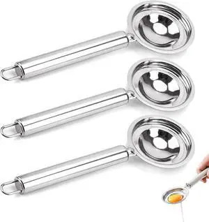 Egg Separator, 3Pcs Stainless Steel Egg Yolk White Separation Tool, Kitchen Gadget with Hanging Hole Design, Easy to Clean, Easily Separates Eggs Whites and Yolks Egg Separator, 3Pcs Stainless Steel Egg Yolk White Separation Tool, Kitchen Gadget with Hanging Hole Design, Easy to Clean, Easily Separates Eggs Whites and Yolks