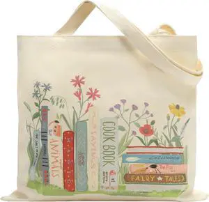 Qirrmiy Canvas Tote Bag for Women Lady Girls, Reusable Shoulder Tote Bag with Inner Pocket for Gifts, Grocery Shopping Bag, Vacation, Work, Books Design, 1 Pcs Qirrmiy Canvas Tote Bag for Women Lady Girls, Reusable Shoulder Tote Bag with Inner Pocket for Gifts, Grocery Shopping Bag, Vacation, Work, Books Design, 1 Pcs