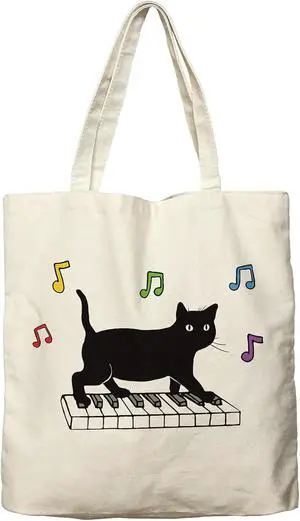 Dlzdn Black Cat Canvas Tote Bag For Women Aesthetic Funny Cute Cat Playing Piano Tote Bag Shopping Grocery Bag Beach Bag Gifts for Women Teacher Bag Reusable Grocery Bag Dlzdn Black Cat Canvas Tote Bag For Women Aesthetic Funny Cute Cat Playing Piano Tote Bag Shopping Grocery Bag Beach Bag Gifts for Women Teacher Bag Reusable Grocery Bag