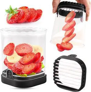 Creative Strawberry Slicer, Detachable Cutter with Push Plate (Black) Creative Strawberry Slicer, Detachable Cutter with Push Plate (Black)