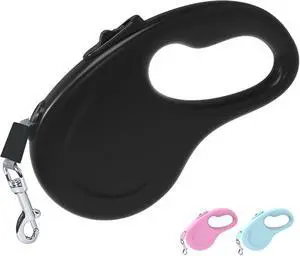 Retractable Dog Leash for Small Medium Dogs, 16Ft/5M, Black | Light Weight, Up to 50lbs Dog, Strong Nylon Tape, 360° Tangle-Free, One-Hand Brake Retractable Dog Leash for Small Medium Dogs, 16Ft/5M, Black | Light Weight, Up to 50lbs Dog, Strong Nylon Tape, 360° Tangle-Free, One-Hand Brake