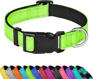 Reflective Dog Collar, Adjustable Soft Neoprene Padded,Green,M | Breathable Nylon for Medium Dogs,Tear-Resistant Webbing,ChafeFree on Walks and Hikes,Metal D-Ring,Night Safety Reflective Dog Collar, Adjustable Soft Neoprene Padded,Green,M | Breathable Nylon for Medium Dogs,Tear-Resistant Webbing,ChafeFree on Walks and Hikes,Metal D-Ring,Night Safety