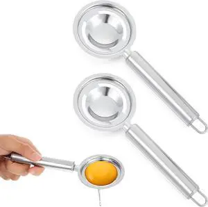 2 Pcs Egg Yolk Separator, Egg Separator for Raw Eggs Stainless Steel Tool Eggs whites for Cooking Baker fitness Yolk Divider Extractor with Handles for Protection Separation Tools 2 Pcs Egg Yolk Separator, Egg Separator for Raw Eggs Stainless Steel Tool Eggs whites for Cooking Baker fitness Yolk Divider Extractor with Handles for Protection Separation Tools