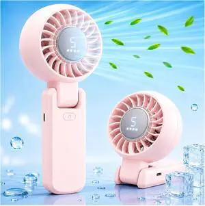 ZOZOO Portable Handheld Fan, 5 Gear High Speed, Rechargeable Mini Personal Hand Fan, Up to 14 Working Hours, 3 IN 1 for Travel, Beach Vacation, Camping, Gifts for Women, (Pink) ZOZOO Portable Handheld Fan, 5 Gear High Speed, Rechargeable Mini Personal Hand Fan, Up to 14 Working Hours, 3 IN 1 for Travel, Beach Vacation, Camping, Gifts for Women, (Pink)