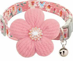 Small Dog Collar with Flower, Spring Dog Collar for Girl Dog Collars for Small Dogs Cute Dog Collar with Bell, Adjustable Length Small Dog Collar with Flower, Spring Dog Collar for Girl Dog Collars for Small Dogs Cute Dog Collar with Bell, Adjustable Length