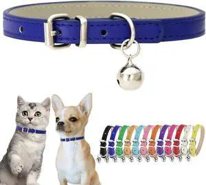 Navy Blue Small Dog Collar with Bell Faux Leather Puppy Collar with Bells Adjustable Buckle Kitten Cat Collars for XXS XS Tiny Little Extra Small Breed Boys Girls Pets Like Chihuahua, S Navy Blue Small Dog Collar with Bell Faux Leather Puppy Collar with Bells Adjustable Buckle Kitten Cat Collars for XXS XS Tiny Little Extra Small Breed Boys Girls Pets Like Chihuahua, S