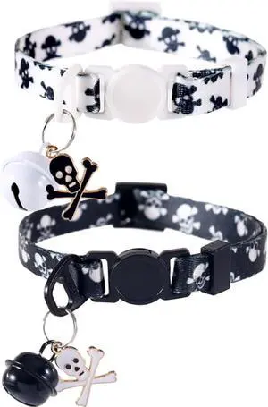 2 Pack Halloween Cat Collar with Bell Breakaway Adjustable for Kitty 2 Pack Halloween Cat Collar with Bell Breakaway Adjustable for Kitty