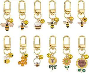 12pcs Cat Dog Collar Bells, Enamel Bees Sunflower Bell Charms with Swivel Clasps Alloy Collar Pendant Accessories for Pet Dog Cat Necklace Decoration Training Keychains DIY Crafts 12pcs Cat Dog Collar Bells, Enamel Bees Sunflower Bell Charms with Swivel Clasps Alloy Collar Pendant Accessories for Pet Dog Cat Necklace Decoration Training Keychains DIY Crafts