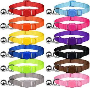 12 PCS Breakaway Cat Collars with Bell Colorful Soft Safety Buckle Cat Collars Adjustable Breakaway Kitten Collars Safety Collars for Cats 12 PCS Breakaway Cat Collars with Bell Colorful Soft Safety Buckle Cat Collars Adjustable Breakaway Kitten Collars Safety Collars for Cats