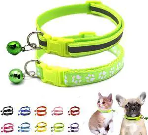 Green Dog Collar with Bell,2-Pack Reflective Cat Collar Boy Puppy Collar XS | Adjustable XXS XS size bell collar basic reflective lightweight for tiny puppies kittens,litter small animal for boy girl Green Dog Collar with Bell,2-Pack Reflective Cat Collar Boy Puppy Collar XS | Adjustable XXS XS size bell collar basic reflective lightweight for tiny puppies kittens,litter small animal for boy girl