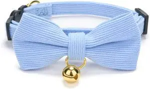 Breakaway Cat Collar with Bow Tie and Bell Adjustable Soft Corduroy Kitten Collars for Girl Boy Cats Breakaway Cat Collar with Bow Tie and Bell Adjustable Soft Corduroy Kitten Collars for Girl Boy Cats