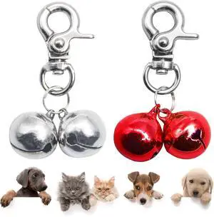 SCENEREAL Bells for Dog Collars - 2 Pack Pet Hanging Ring Bell Accessories for Dog & Cat, Pet Pendant Collar Charm with Heavy Duty Snap Clips, Sliver Bells for Tracking and Training Christmas Gift SCENEREAL Bells for Dog Collars - 2 Pack Pet Hanging Ring Bell Accessories for Dog & Cat, Pet Pendant Collar Charm with Heavy Duty Snap Clips, Sliver Bells for Tracking and Training Christmas Gift