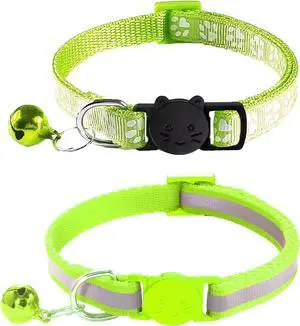 2 Pack Cat Collars - Reflective, Breakaway Design with Bells, Adjustable from 7.5 to 12.5 Inches, Ideal Kitten Collar for Both Girls & Boys (Fluorescent Green) 2 Pack Cat Collars - Reflective, Breakaway Design with Bells, Adjustable from 7.5 to 12.5 Inches, Ideal Kitten Collar for Both Girls & Boys (Fluorescent Green)