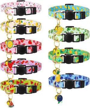 9 Pack Breakaway Cat Collars with Bells Fruit Pendants | Adjustable Safety Fruit Cat Collar with Bell Ideal for Girl Boy Cats 9 Pack Breakaway Cat Collars with Bells Fruit Pendants | Adjustable Safety Fruit Cat Collar with Bell Ideal for Girl Boy Cats
