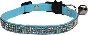 Rhinestones Cat Collars - Adjustable Bling Pet Collars with Breakaway Safety, Bells - Soft Velvet for Cats & Small Dogs (Blue) Rhinestones Cat Collars - Adjustable Bling Pet Collars with Breakaway Safety, Bells - Soft Velvet for Cats & Small Dogs (Blue)