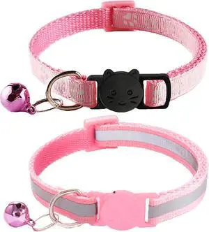 2 Pack Breakaway Cat Collars with Bells, Reflective Design and Claw Print Design, Safety Buckle Kitten Collars Adjustable from 7.5 to 12.5 Inches (Pink) 2 Pack Breakaway Cat Collars with Bells, Reflective Design and Claw Print Design, Safety Buckle Kitten Collars Adjustable from 7.5 to 12.5 Inches (Pink)