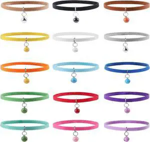 Whaline Kitten Puppy Collar with Bell Multicolor Double-Sided Soft Plush Whelping Pet ID Collars for Small Newborn Puppies Kitten Cat Dog, 15pcs Whaline Kitten Puppy Collar with Bell Multicolor Double-Sided Soft Plush Whelping Pet ID Collars for Small Newborn Puppies Kitten Cat Dog, 15pcs