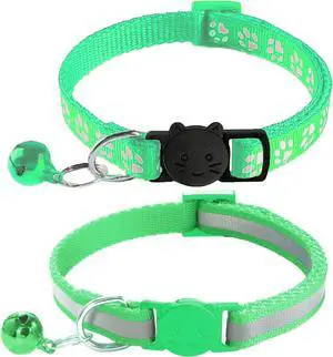 2 Pack Cat Collars - Reflective, Breakaway Design with Bells, Adjustable from 7.5 to 12.5 Inches, Ideal Kitten Collar for Both Girls & Boys (Light Green) 2 Pack Cat Collars - Reflective, Breakaway Design with Bells, Adjustable from 7.5 to 12.5 Inches, Ideal Kitten Collar for Both Girls & Boys (Light Green)