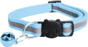 MJIYA Reflective Cat Collar with Bell, Breakaway Grid Collar with Plastic Buckle, Girl Boy Pet Kitty Collars Adjustable 7.5-12.5 Inch (Light Blue) MJIYA Reflective Cat Collar with Bell, Breakaway Grid Collar with Plastic Buckle, Girl Boy Pet Kitty Collars Adjustable 7.5-12.5 Inch (Light Blue)