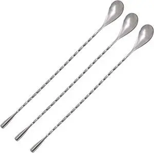 Mini Skater 3 Pcs Swizzle Sticks Silver Stainless Steel 11.8 Inch Long Handle Cocktail Spoons Spiral Stir Sticks Coffee Stirrers for Bar Mixing Beverage Drink Wine Mini Skater 3 Pcs Swizzle Sticks Silver Stainless Steel 11.8 Inch Long Handle Cocktail Spoons Spiral Stir Sticks Coffee Stirrers for Bar Mixing Beverage Drink Wine