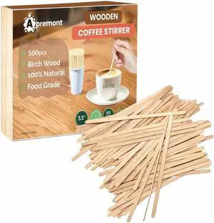 Apremont 5.5 500 pcs Birchwood Coffee Stirrers Eco-Friendly Wooden Stir Sticks for Hot & Cold Drinks Compostable, Disposable, Natural Wood, Smooth Finish Bulk for Coffee Bar, Office, Cafe Apremont 5.5 500 pcs Birchwood Coffee Stirrers Eco-Friendly Wooden Stir Sticks for Hot & Cold Drinks Compostable, Disposable, Natural Wood, Smooth Finish Bulk for Coffee Bar, Office, Cafe
