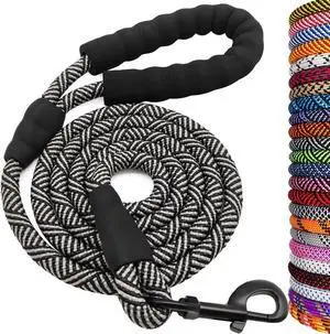 MayPaw Heavy Duty Rope Dog Leash, 3/4/6/7/8/10/12/15/20/30 FT Nylon Pet Leash, Soft Padded Handle Thick Lead Leashes for Large Medium Dogs (Black, 1/2" * 4') MayPaw Heavy Duty Rope Dog Leash, 3/4/6/7/8/10/12/15/20/30 FT Nylon Pet Leash, Soft Padded Handle Thick Lead Leashes for Large Medium Dogs (Black, 1/2" * 4')