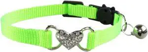 Heart Bling Cat Collar with Safety Belt and Bell Adjustable 7.5-12.5 inches for Kitten Cats,Breakaway Kitten Collar,Pet Supplies Accessories (Green) Heart Bling Cat Collar with Safety Belt and Bell Adjustable 7.5-12.5 inches for Kitten Cats,Breakaway Kitten Collar,Pet Supplies Accessories (Green)