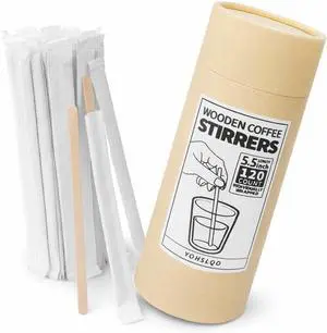 Wooden Coffee Stirrers 5.5 Inch - 120 Pcs Individually Wrapped Disposable Coffee Stirrer Sticks Wooden Coffee Stirrers 5.5 Inch - 120 Pcs Individually Wrapped Disposable Coffee Stirrer Sticks