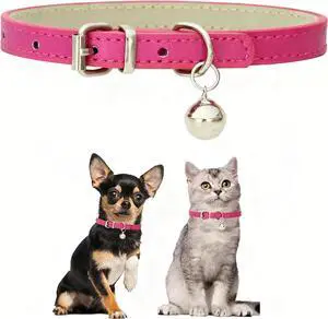 Hot Pink XXS Dog Collar with Bell,Kitten Bell Collar | Soft Pu Leather Puppy Collar With Bell Adjustable Buckle For Extra Small Medium Boys Pets Puppy Cat Chihuahua Xxsmall Hot Pink XXS Dog Collar with Bell,Kitten Bell Collar | Soft Pu Leather Puppy Collar With Bell Adjustable Buckle For Extra Small Medium Boys Pets Puppy Cat Chihuahua Xxsmall