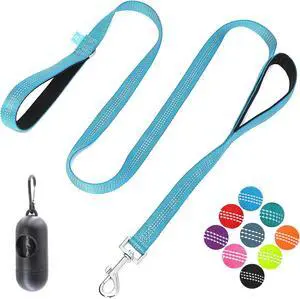 BAAPET Two Handle Dog Leash, Dual Soft Padded Handles with Traffic Control Handle Leash for Small Medium or Large Dogs (1.0'' x 5 FT, Blue) BAAPET Two Handle Dog Leash, Dual Soft Padded Handles with Traffic Control Handle Leash for Small Medium or Large Dogs (1.0'' x 5 FT, Blue)