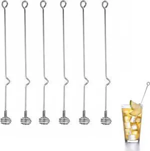 10 in Gold Coffee Stirring Spoons, Stainless Steel, Set of 6 | Long reusable spoons for coffee, tea, cocktails and mixed drinks, honey-shaped handle, dishwasher safe 10 in Gold Coffee Stirring Spoons, Stainless Steel, Set of 6 | Long reusable spoons for coffee, tea, cocktails and mixed drinks, honey-shaped handle, dishwasher safe