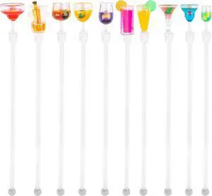 AUEAR, 10 Pack Cocktail Stirrers Swizzle Sticks Acrylic Mixer AUEAR, 10 Pack Cocktail Stirrers Swizzle Sticks Acrylic Mixer