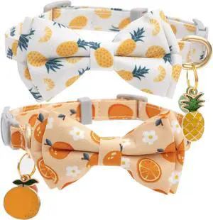 Faygarsle 2 Pack Cute Cats Collars with Bell Breakaway Bowtie Cat Collar for Male Female Cats Soft Fancy Orange Yellow Cat Collars Pineapple Orange Pattern Summer Cat Collar for Boy Girl Cats Faygarsle 2 Pack Cute Cats Collars with Bell Breakaway Bowtie Cat Collar for Male Female Cats Soft Fancy Orange Yellow Cat Collars Pineapple Orange Pattern Summer Cat Collar for Boy Girl Cats