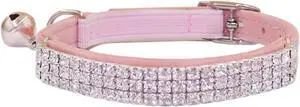 THAIN Rhinestones Cat Dog Collar Soft Velvet Safe Adjustable Collar Bling Diamante with Bells, 8-11 inch for Small Dogs and Cats (Pink) THAIN Rhinestones Cat Dog Collar Soft Velvet Safe Adjustable Collar Bling Diamante with Bells, 8-11 inch for Small Dogs and Cats (Pink)