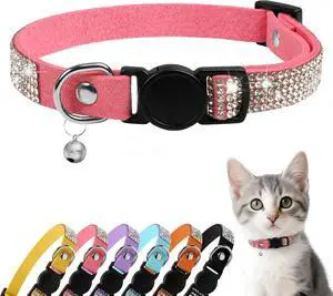 Rhinestone Cat Collar Breakaway (Pink) | Diamond Cat Collars with Bell, Soft Velvet Material, Adjustable, Comfortable Cats Collar for Kittens and Puppies Rhinestone Cat Collar Breakaway (Pink) | Diamond Cat Collars with Bell, Soft Velvet Material, Adjustable, Comfortable Cats Collar for Kittens and Puppies