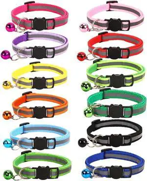 12-Pack Safety Release Reflective Cat Collars with Bell - Breakaway Buckle, Night Visibility, Anti-Hunting Bell - Adjustable Kitten & Adult Cat Collars (12 Multicolor) 12-Pack Safety Release Reflective Cat Collars with Bell - Breakaway Buckle, Night Visibility, Anti-Hunting Bell - Adjustable Kitten & Adult Cat Collars (12 Multicolor)