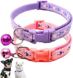 XXS Dog Collar with Bell, 2 Pack XS Cat Collars Girl Cute Soft Adjustable Buckle for XSmall Extra Small Tiny Little Puppies Dogs Pet Female Kitten Yorkie Chihuahua Purple and Pink XXS Dog Collar with Bell, 2 Pack XS Cat Collars Girl Cute Soft Adjustable Buckle for XSmall Extra Small Tiny Little Puppies Dogs Pet Female Kitten Yorkie Chihuahua Purple and Pink