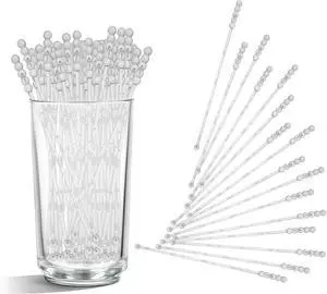 100 Pieces Ball Head Stirrer Disposible Plastic 5-Ball Round Top Crystal Swizzle Sticks, Crystal Cake Pops, Cocktail Coffee Drink Stirrers (Clear) 100 Pieces Ball Head Stirrer Disposible Plastic 5-Ball Round Top Crystal Swizzle Sticks, Crystal Cake Pops, Cocktail Coffee Drink Stirrers (Clear)
