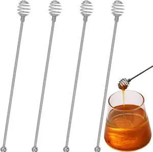 4-Pack Coffee Stir Sticks, Stainless Steel Honey Swirl Coffee Stirrers Reusable Drink Mixers for Hot & Cold Beverages, Cocktails, Whiskey, Juice (9.4", Silver) 4-Pack Coffee Stir Sticks, Stainless Steel Honey Swirl Coffee Stirrers Reusable Drink Mixers for Hot & Cold Beverages, Cocktails, Whiskey, Juice (9.4", Silver)