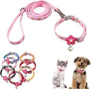 XS Dog Collar with Leash Set, Puppy Collars with Bell Girls Basic Floral Cat Collars for XXS XS Small Pet Animal Litter Tiny Kitten,Pink XS Dog Collar with Leash Set, Puppy Collars with Bell Girls Basic Floral Cat Collars for XXS XS Small Pet Animal Litter Tiny Kitten,Pink
