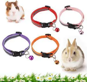 4 Pack Rabbit Adjustable Collars with Bell, Guinea Pig Dragon Luminous Collar, Small Animal Exercise and Interaction Accessories 4 Pack Rabbit Adjustable Collars with Bell, Guinea Pig Dragon Luminous Collar, Small Animal Exercise and Interaction Accessories