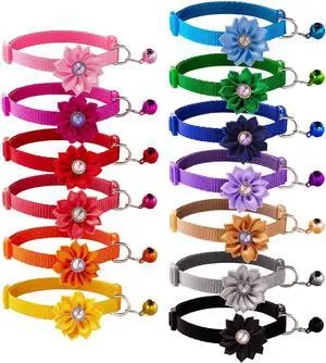 13Pcs Puppy Collars, Cat ID Collars with Bell Adjustable 19-32cm, Flower Soft Nylon Adjustable Identification Collars for Puppy Kittens(unbreakaway) 13Pcs Puppy Collars, Cat ID Collars with Bell Adjustable 19-32cm, Flower Soft Nylon Adjustable Identification Collars for Puppy Kittens(unbreakaway)