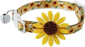 Flower Cat Collar with Detachable Sunflower Charm,Yellow Breakaway Kitten Collar with Bell Flower Cat Collar with Detachable Sunflower Charm,Yellow Breakaway Kitten Collar with Bell