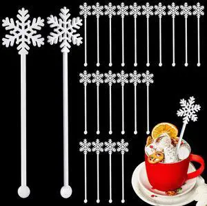 SiliFine 30 Pcs Christmas Drink Stirrers Snowflake Stir Sticks | 5.91" Swizzle Sticks Hot Cocoa Bar Supplies, Reusable Coffee Bar Decorations, Cocktails, Xmas Winter Party Favors,White SiliFine 30 Pcs Christmas Drink Stirrers Snowflake Stir Sticks | 5.91" Swizzle Sticks Hot Cocoa Bar Supplies, Reusable Coffee Bar Decorations, Cocktails, Xmas Winter Party Favors,White