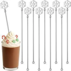 Reallnaive 10 Pcs Stainless Steel Snowflake Coffee Stirrer Winter Swizzle Stirrers for Hot Cocoa Bar Supplies Reusable Cocktail Beverage Drink Whisky Juice Stick for Party Favor(Snowflake) Reallnaive 10 Pcs Stainless Steel Snowflake Coffee Stirrer Winter Swizzle Stirrers for Hot Cocoa Bar Supplies Reusable Cocktail Beverage Drink Whisky Juice Stick for Party Favor(Snowflake)