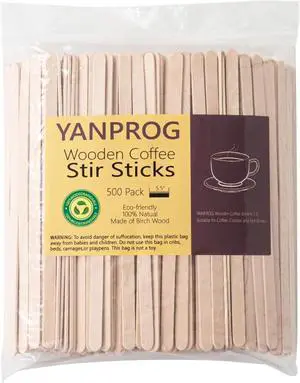Wooden Coffee Stirrers 5.5" Coffee Stir Sticks 500 Pcs, Natural Birch Round End Thick Birch Wood Eco-Friendly Suitable for Coffee, Cocktail and Hot Drinks Wooden Coffee Stirrers 5.5" Coffee Stir Sticks 500 Pcs, Natural Birch Round End Thick Birch Wood Eco-Friendly Suitable for Coffee, Cocktail and Hot Drinks