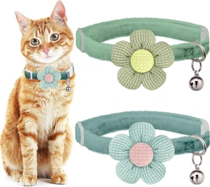 Breakaway Cat Collars with Bells, MUZIEBA Kitten Collar for Girl Boy Adjustable Safety Kitty Collars for Cats Puppy and Small Pets (Blue + Green) Breakaway Cat Collars with Bells, MUZIEBA Kitten Collar for Girl Boy Adjustable Safety Kitty Collars for Cats Puppy and Small Pets (Blue + Green)