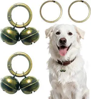 2 Pack Peace of Mind Dog Bells for Collar with Quick Clip - 4 Loud and Clear Copper Pet Tracking Bells for Dogs and Cats, Vintage Collar Charms with Key Ring (2) 2 Pack Peace of Mind Dog Bells for Collar with Quick Clip - 4 Loud and Clear Copper Pet Tracking Bells for Dogs and Cats, Vintage Collar Charms with Key Ring (2)