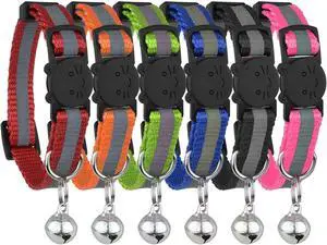 Reflective Cat Collar with Bell, Set of 6, Solid & Safe Collars for Cats, Nylon, Mixed Colors, Pet Collar, Breakaway Cat Collar Reflective Cat Collar with Bell, Set of 6, Solid & Safe Collars for Cats, Nylon, Mixed Colors, Pet Collar, Breakaway Cat Collar
